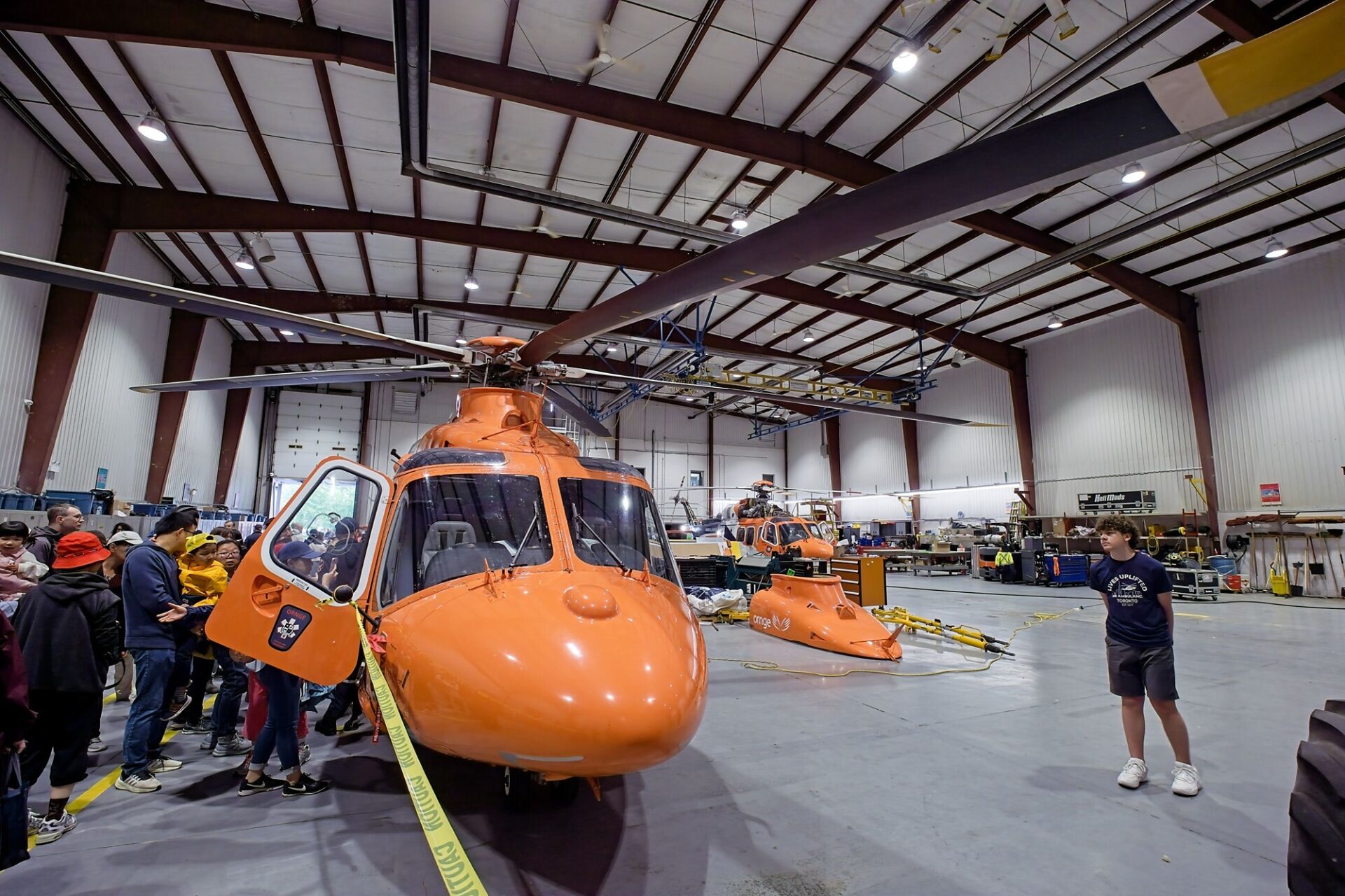 Air ambulance inside the hanger