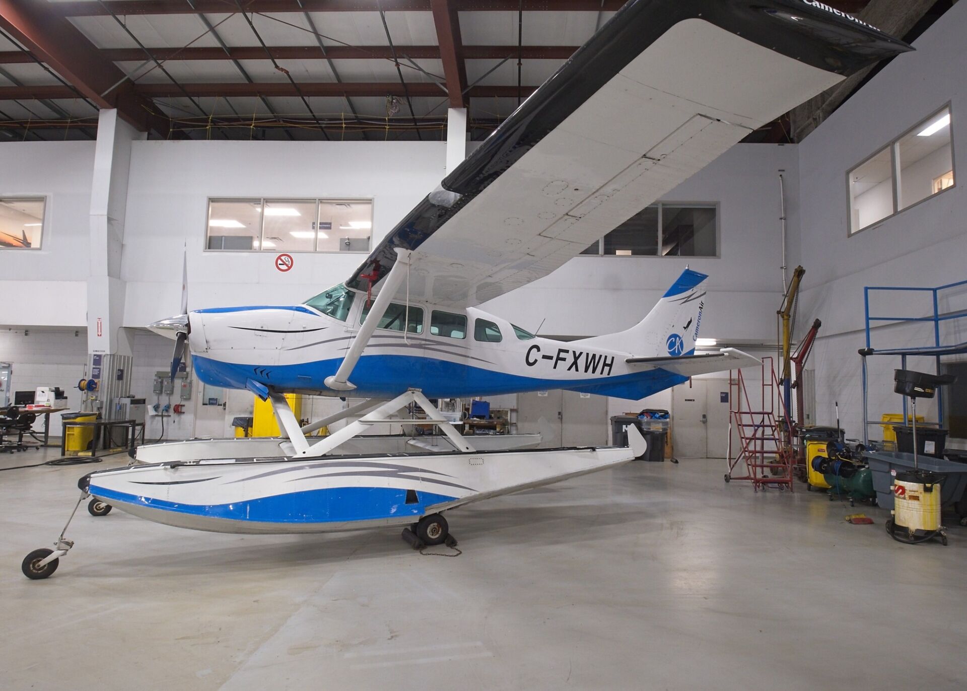 Inside the hanger