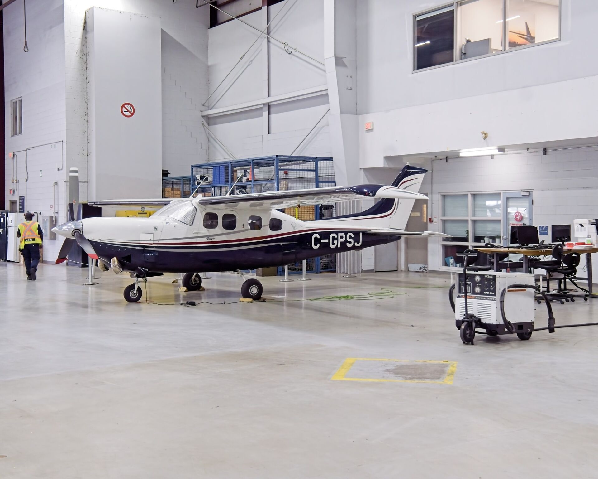 Inside the hanger