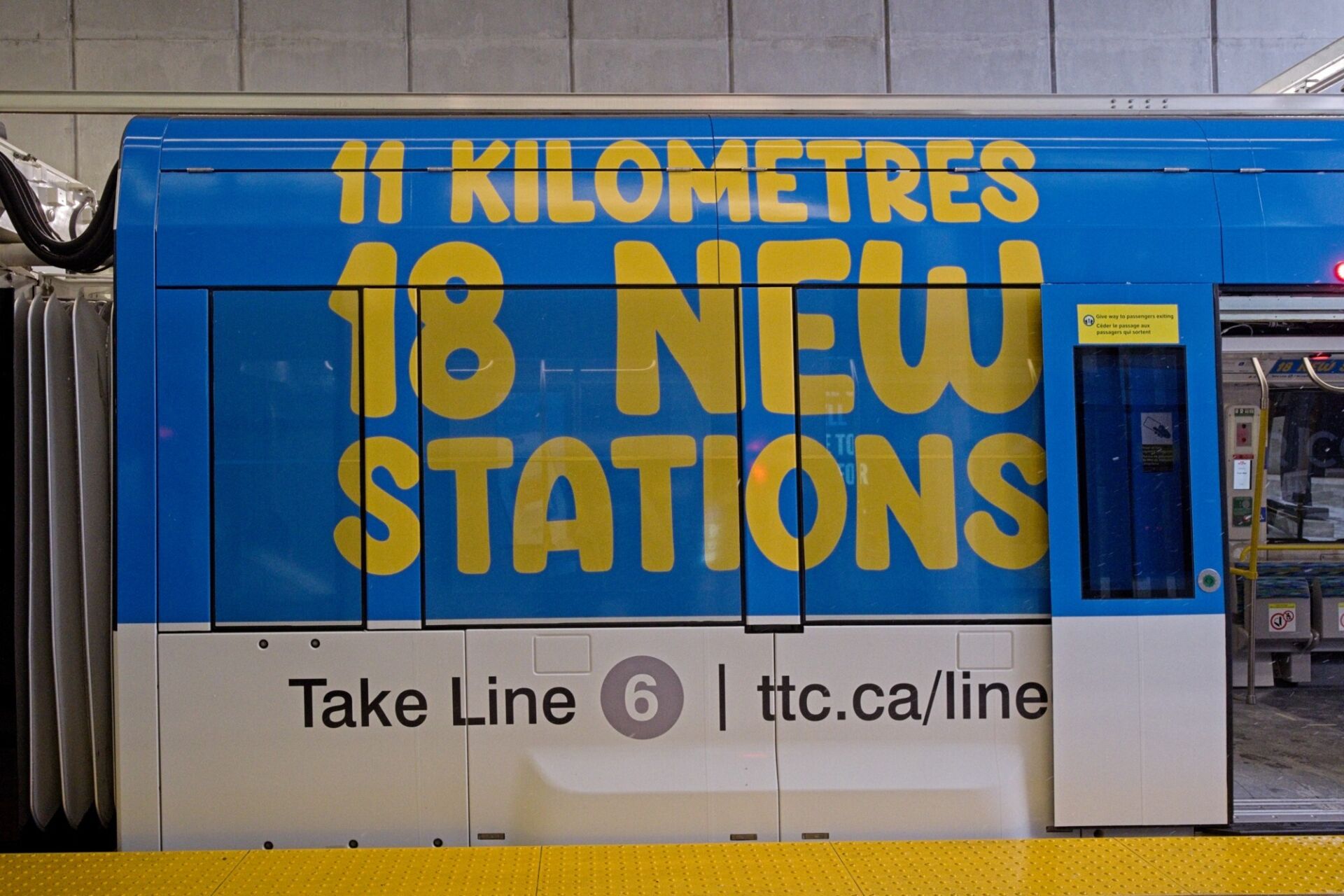 Train  wrapped promoting the line during opening week.