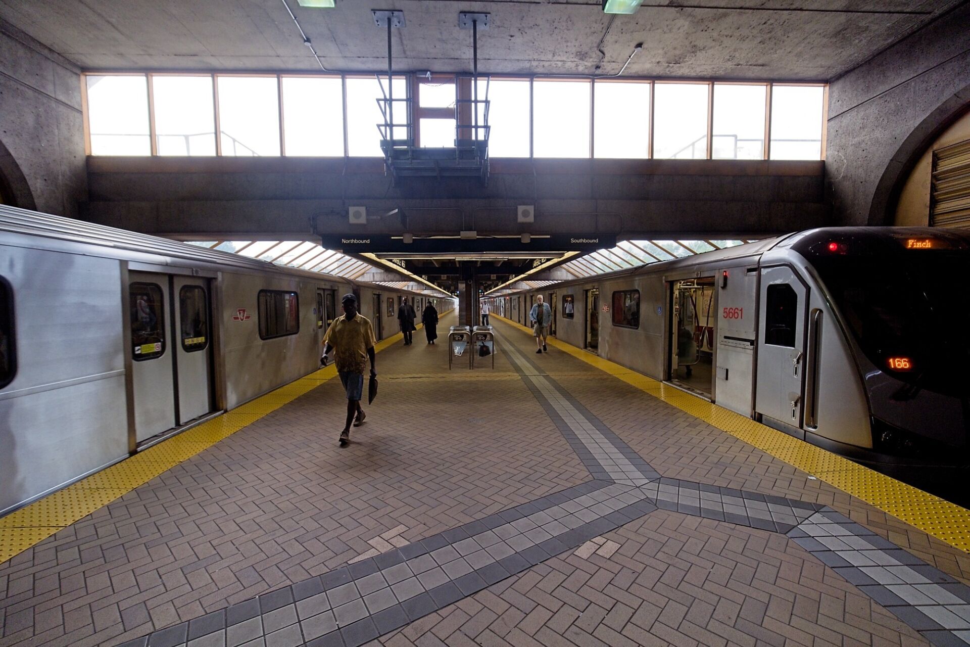 Northbound and Southbound trains at platform level