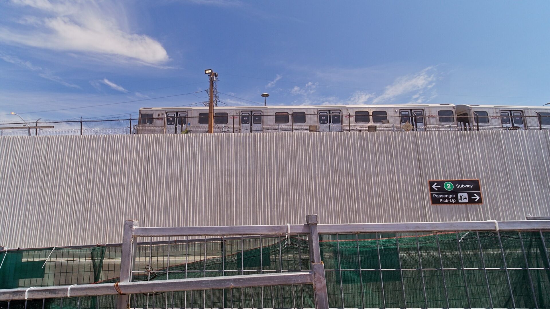 Train departing station overhead