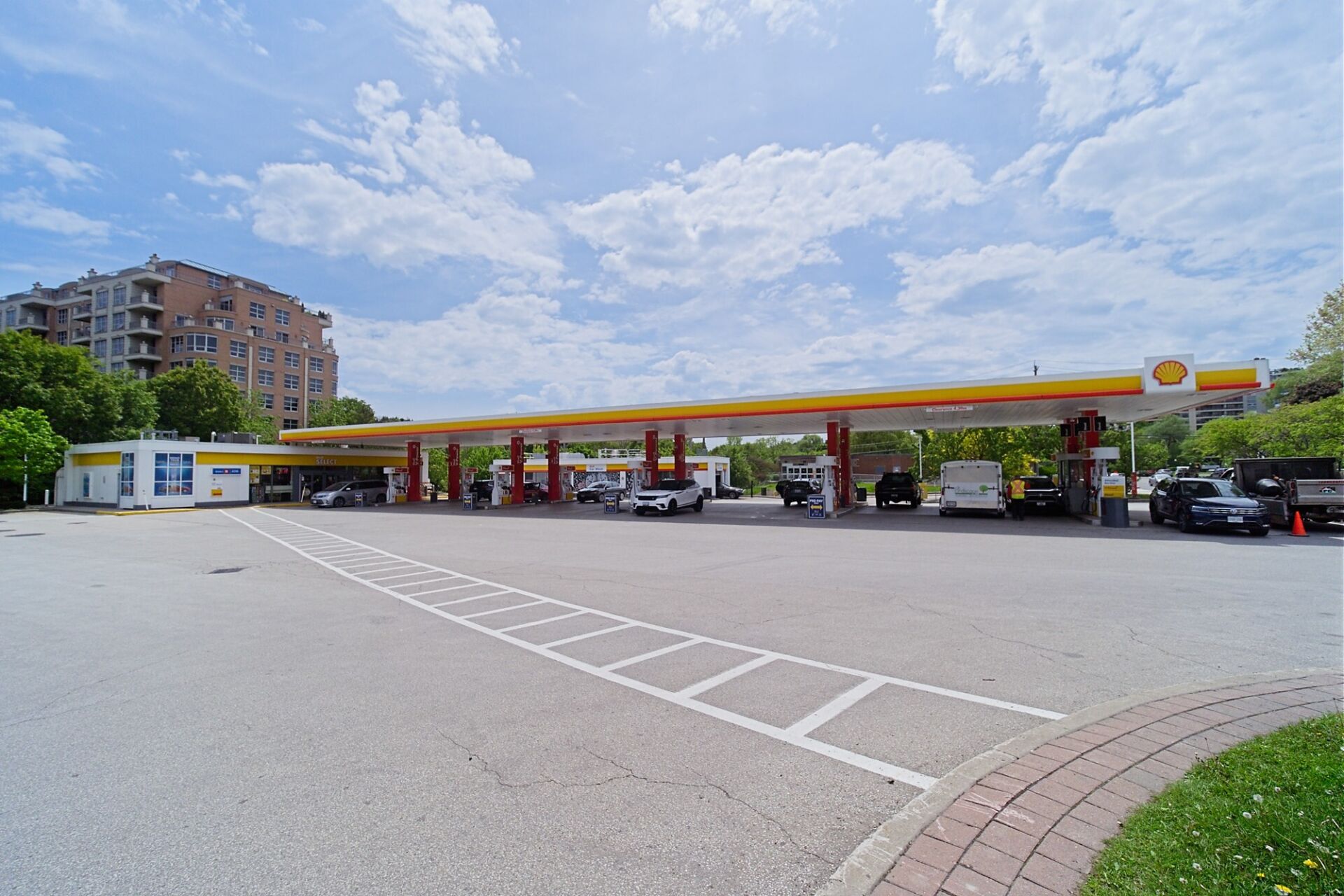 Shell gas station opposite the south entrance.