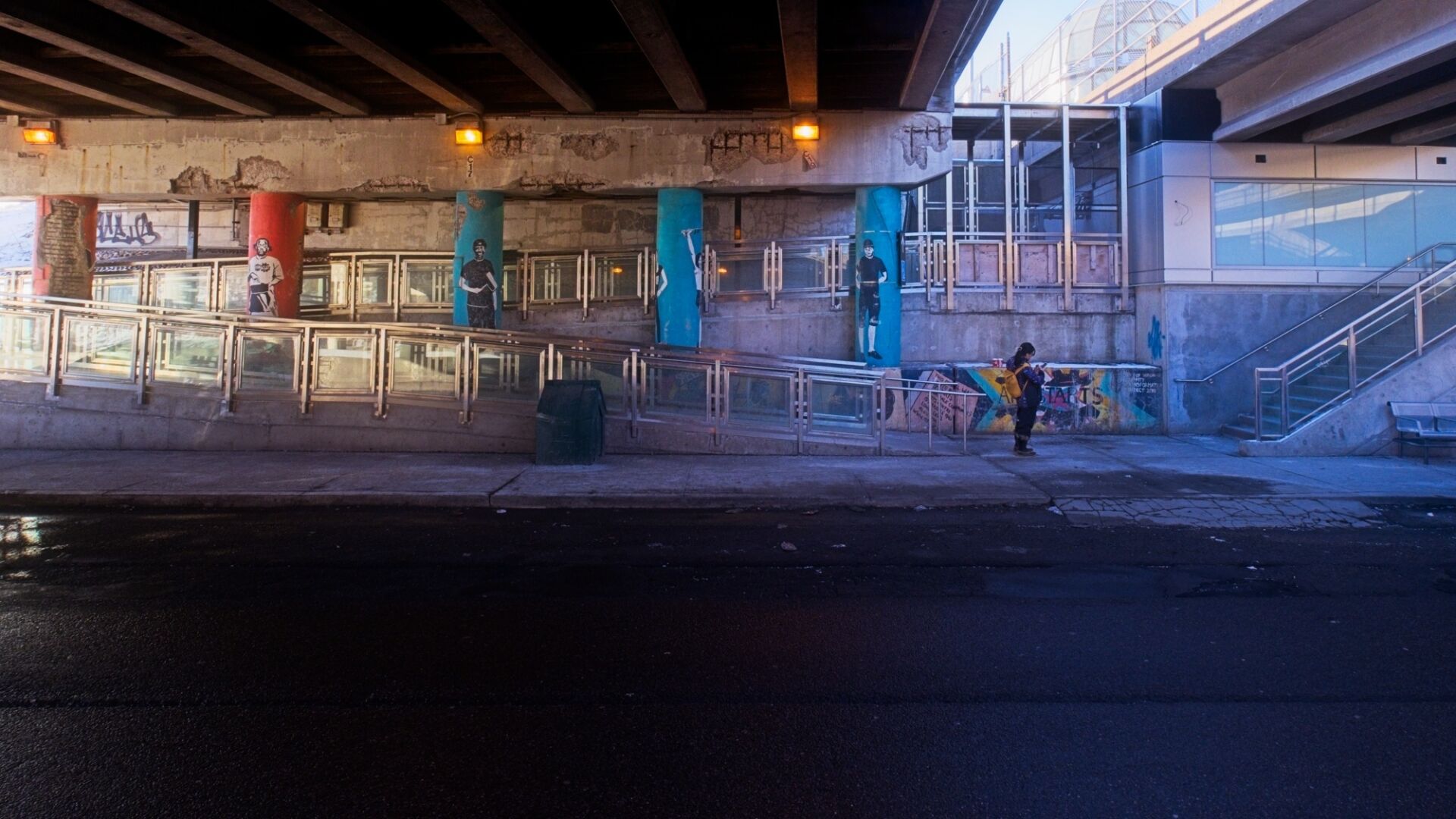 Underpass for cars to exit to highway 401.