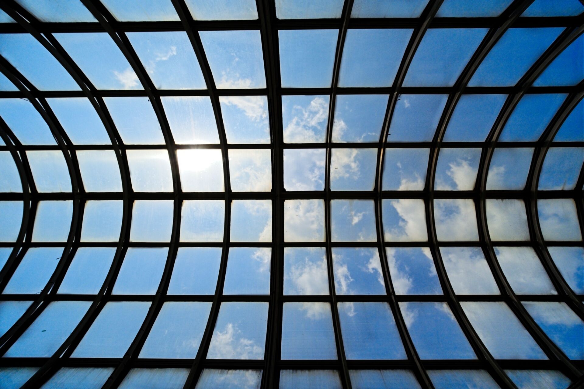Lattice roof over track level.